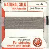 2 Meters of #4 Gray Griffin Silk Cord with Fixed Needle